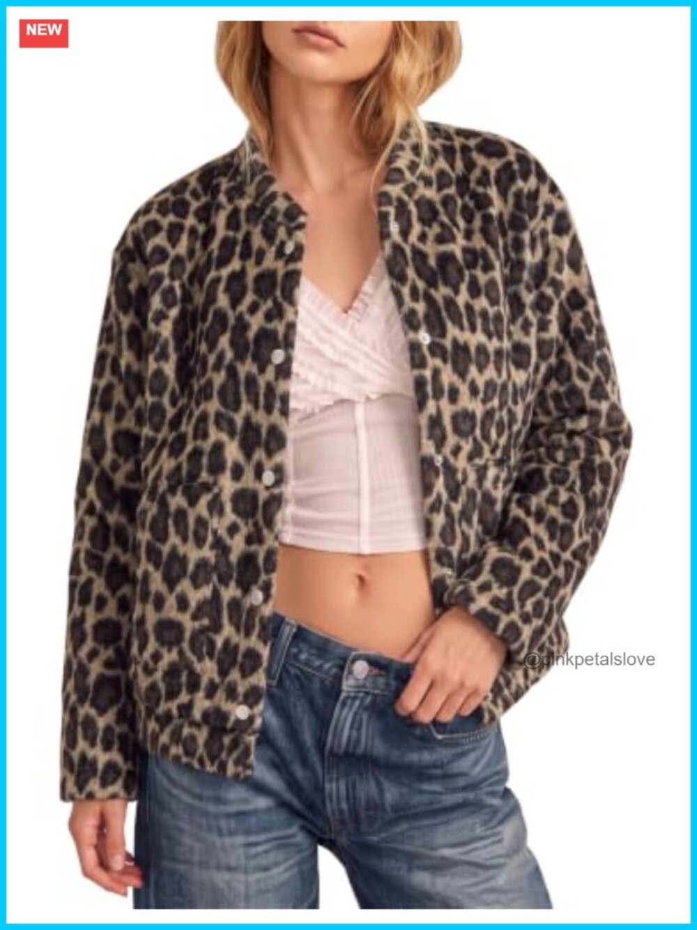 Women Leopard Print Oversized Wool Blend Bomber Jacket Fall Casual